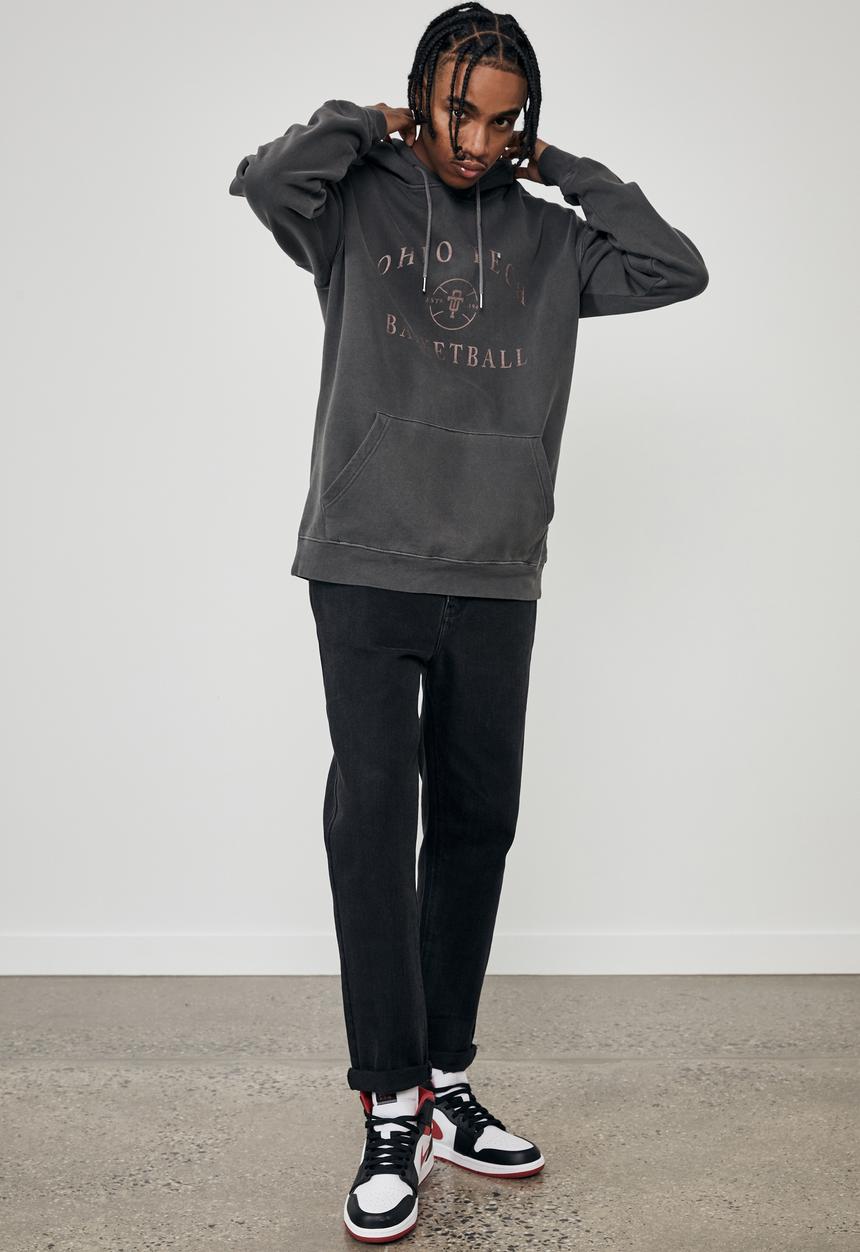 Factorie - Oversized graphic hoodie - washed black