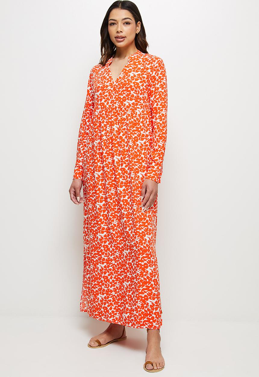 edit - Mandarin slit maxi - rust mono floral