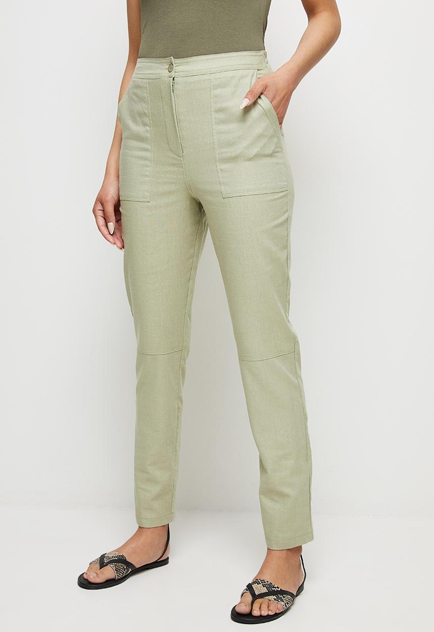 edit - Linen slim leg chino - tea