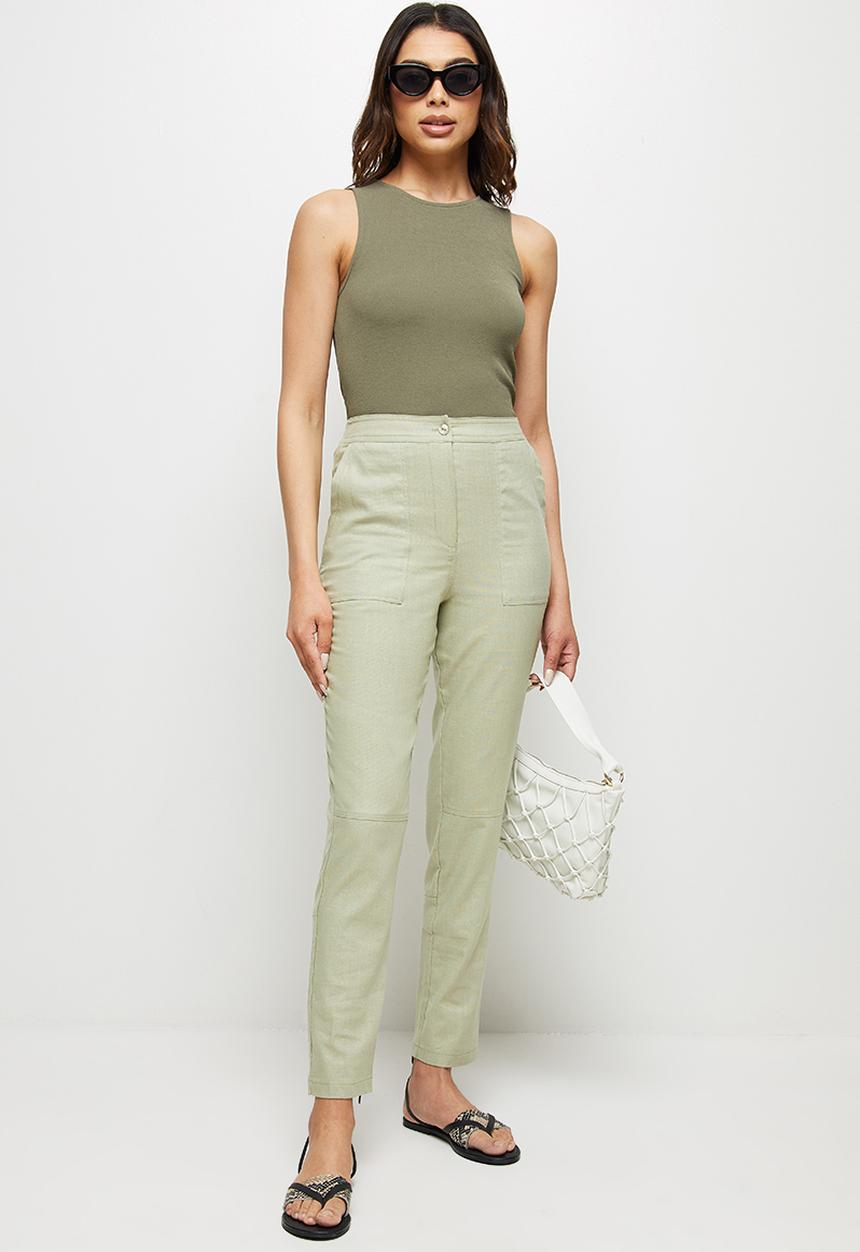 edit - Linen slim leg chino - tea