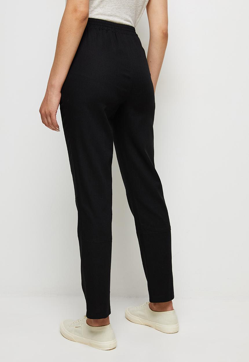 edit - Linen slim leg chino - black