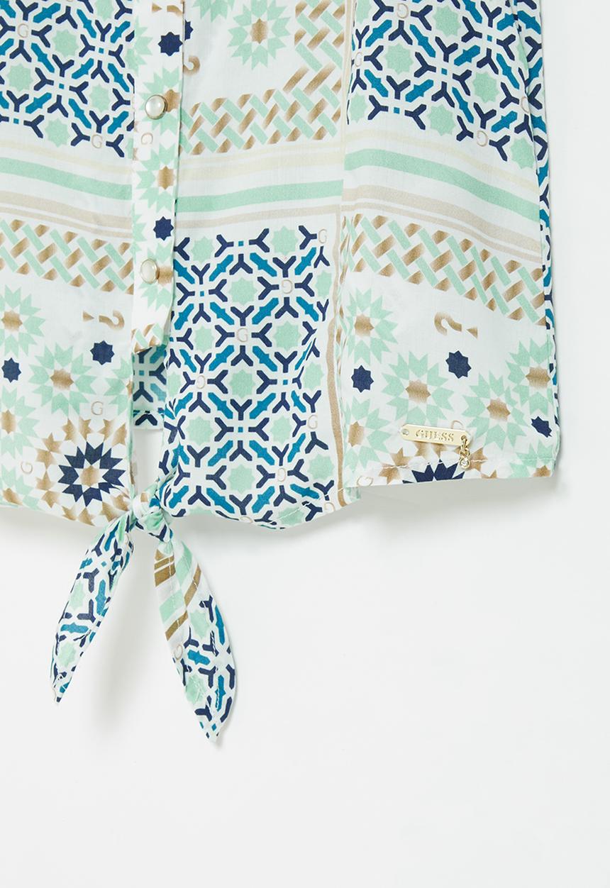 GUESS - Viscose knit bandan print shirt - blue
