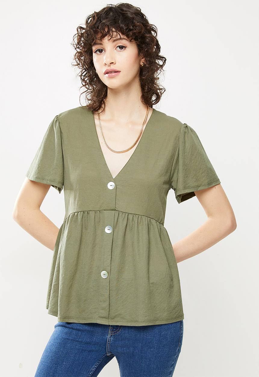 MANGO - T-shirt thalia - green 