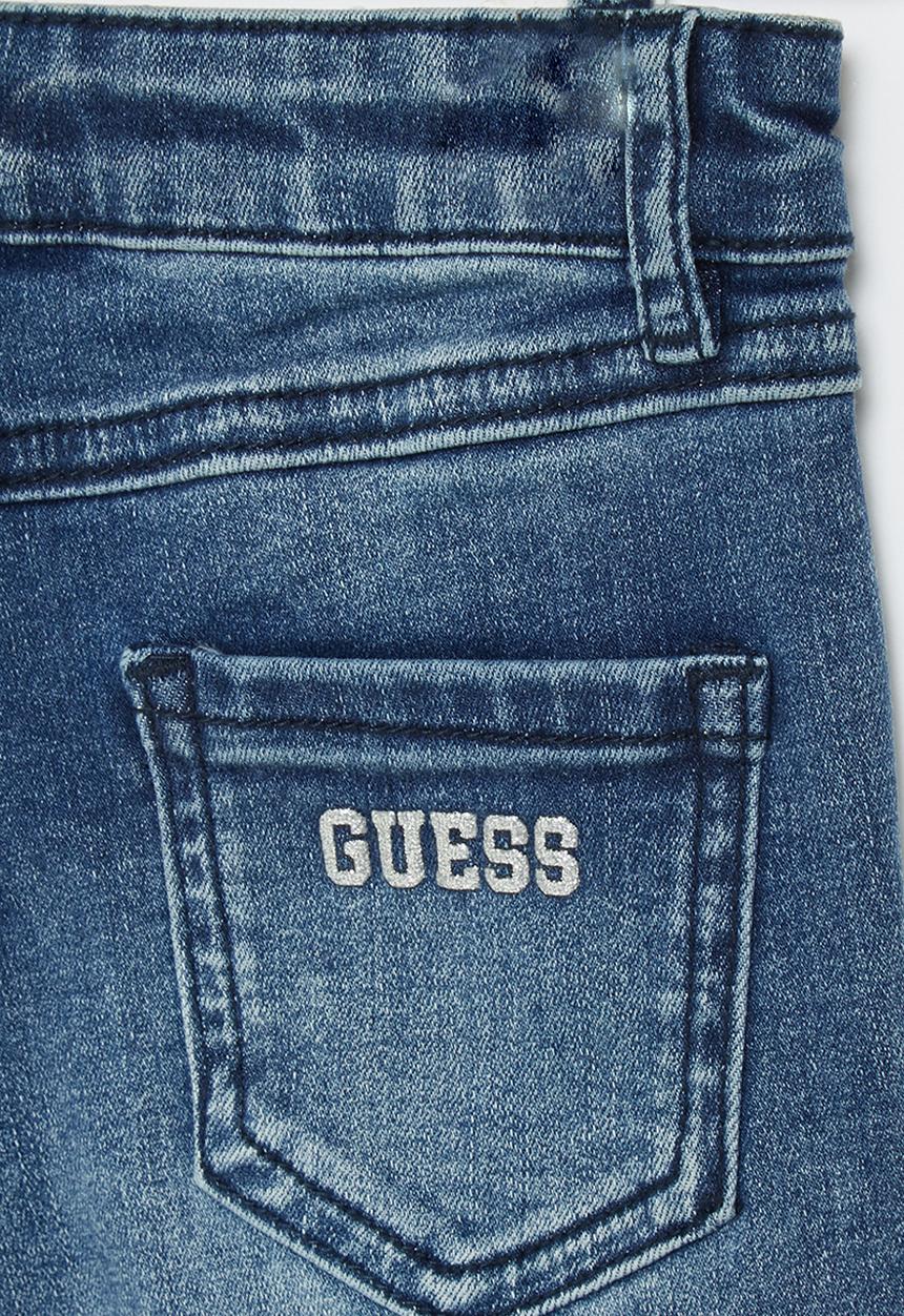 GUESS - Strecth denim short pants with glitter - blue