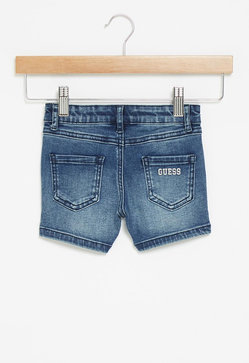 GUESS - Strecth denim short pants with glitter - blue