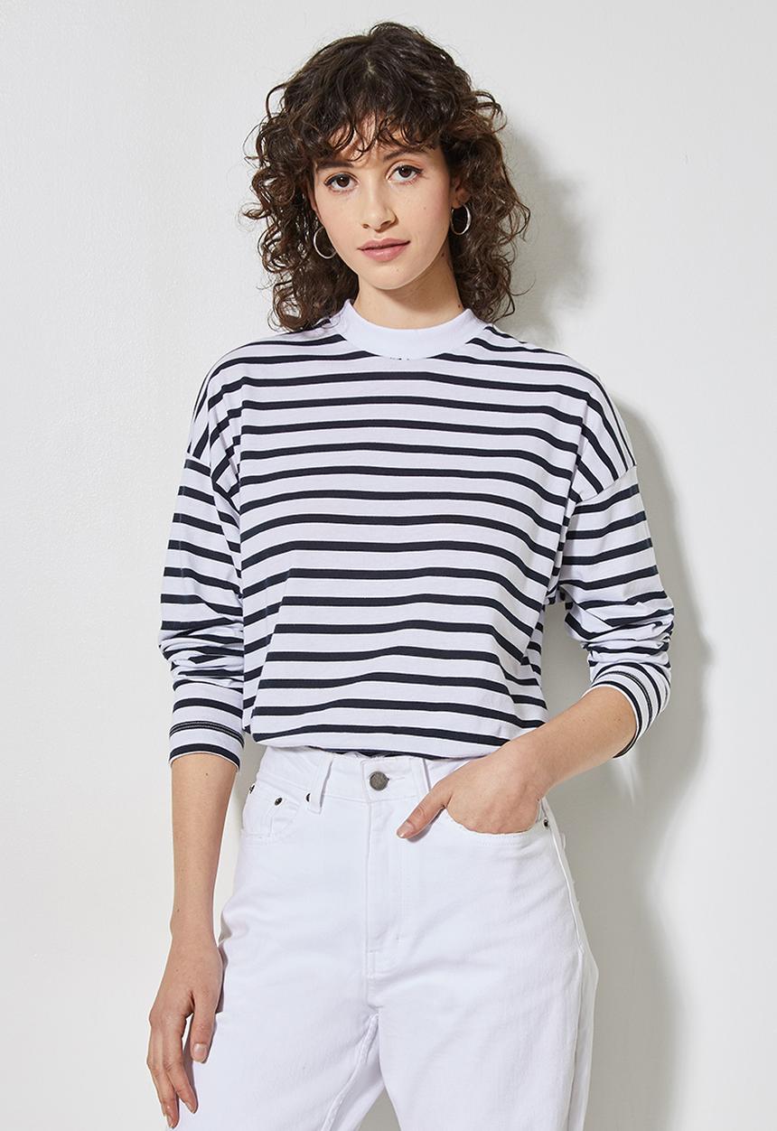 Superbalist - Easy fit striped tee - black & white