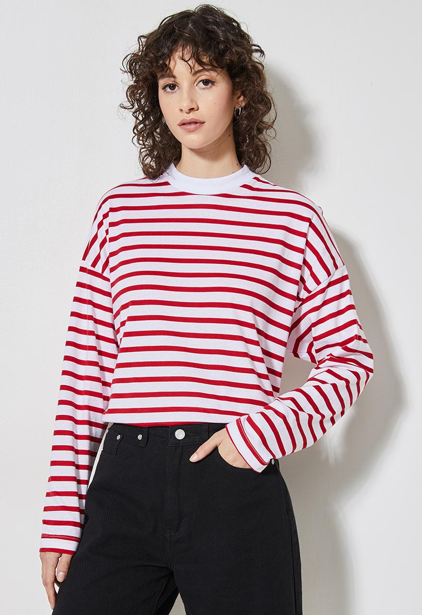 Superbalist - Easy fit striped tee - red & white
