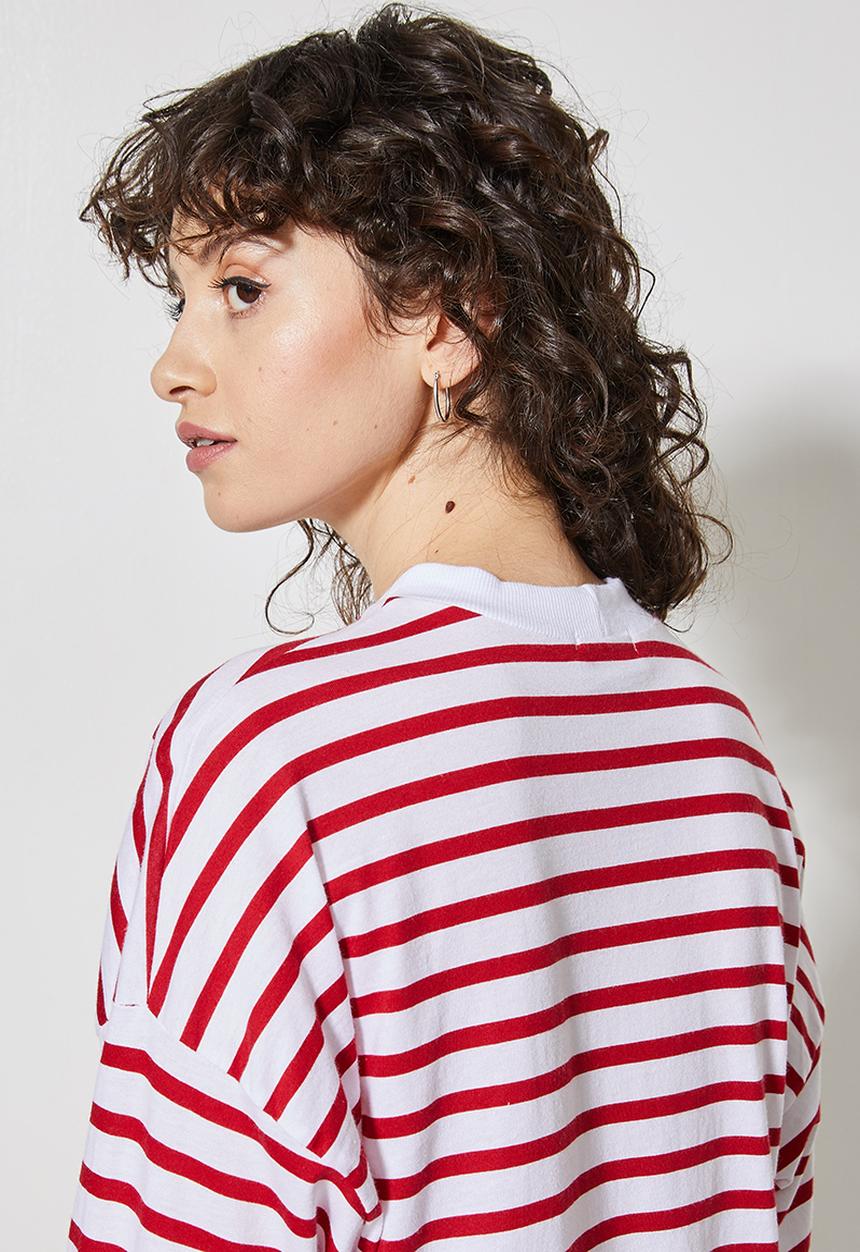 Superbalist - Easy fit striped tee - red & white