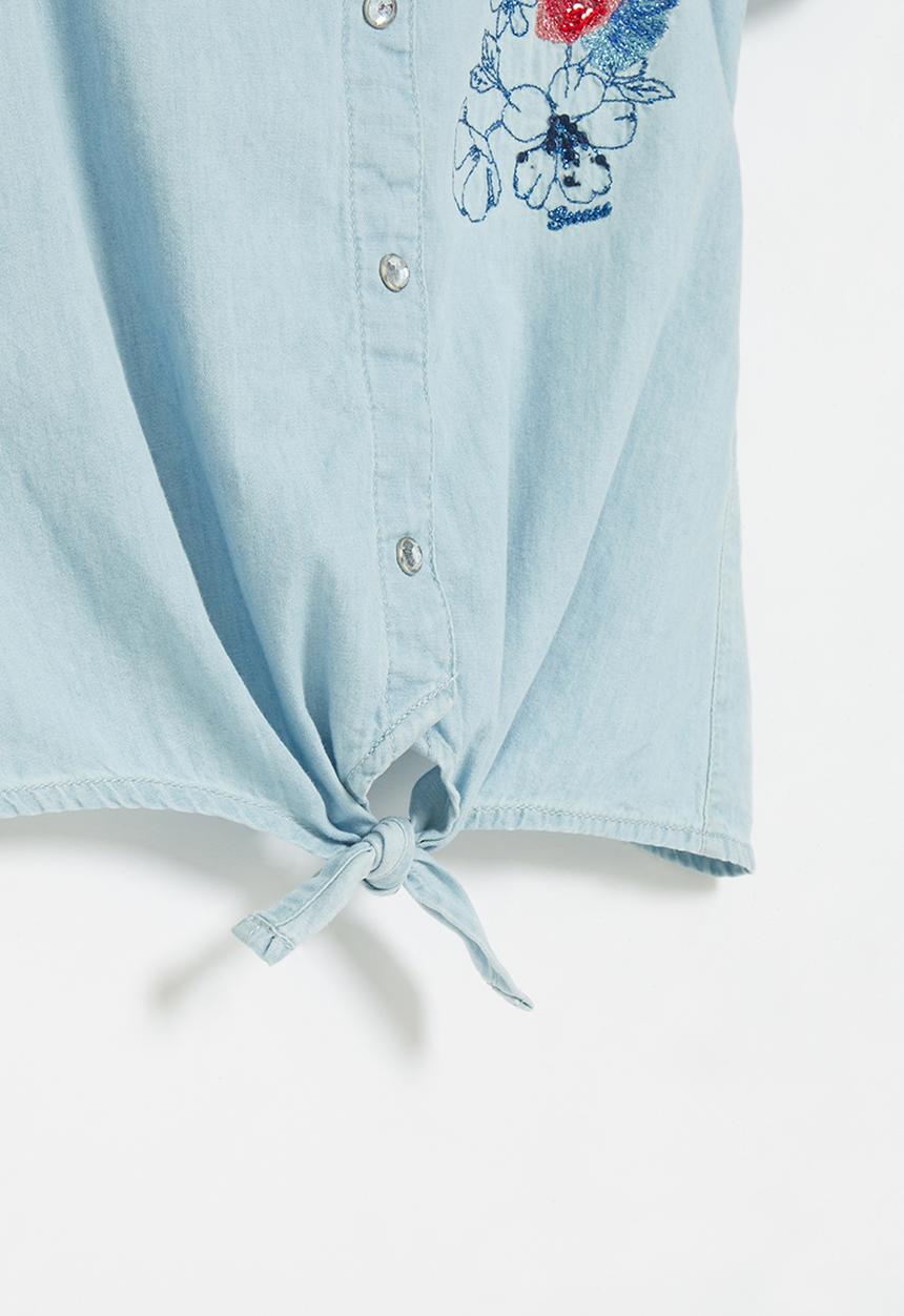 GUESS - Denim sleeveless tie front shirt - blue