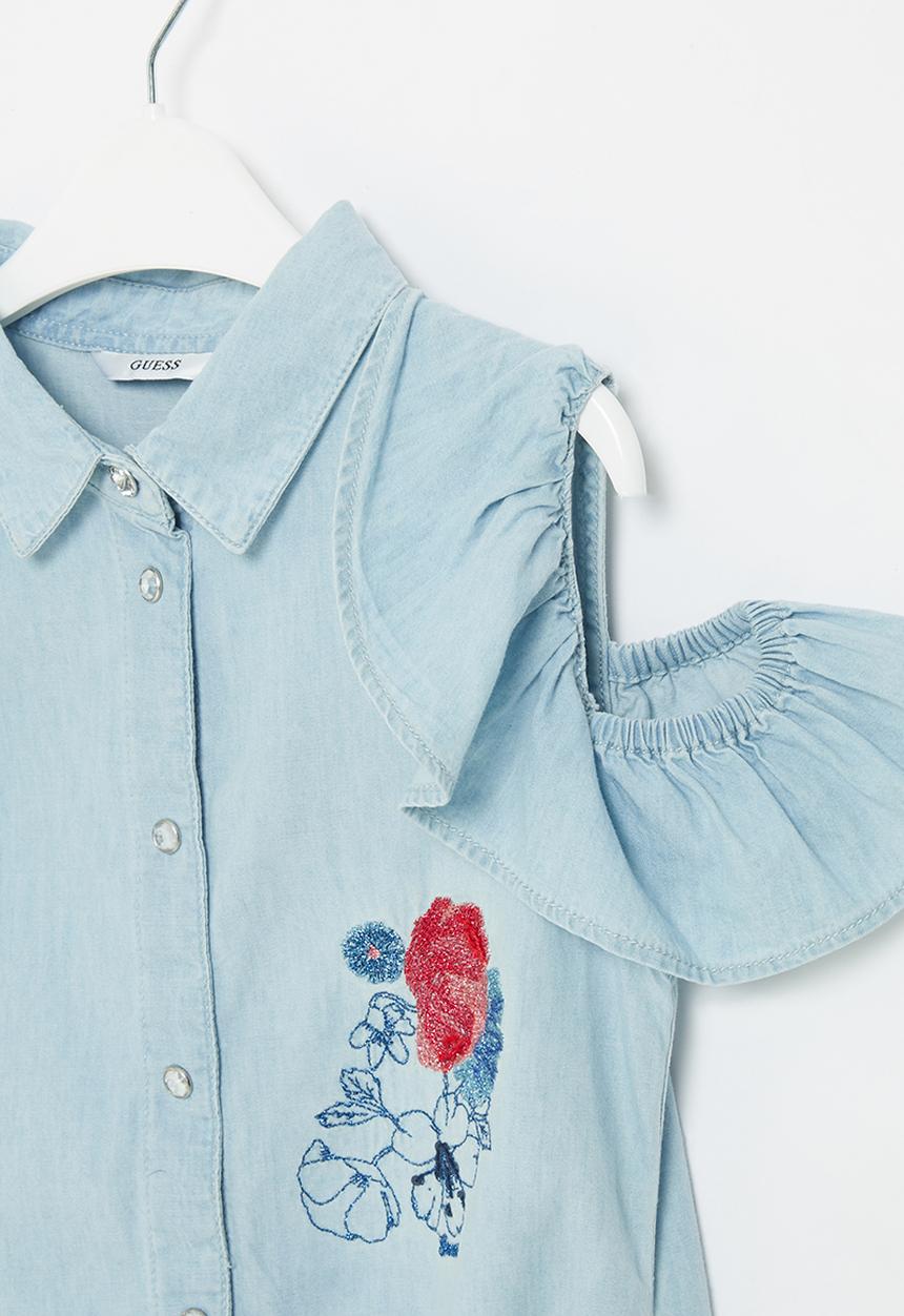 GUESS - Denim sleeveless tie front shirt - blue