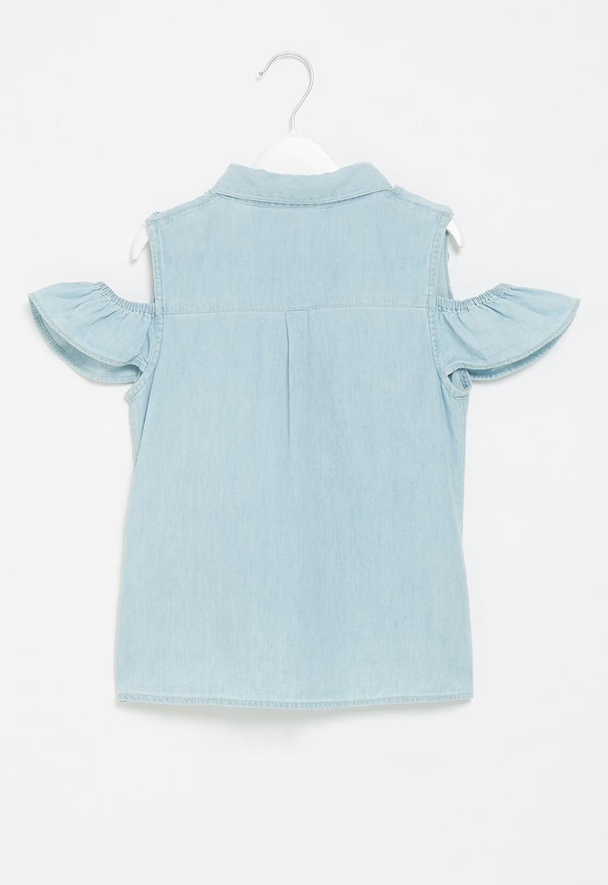 GUESS - Denim sleeveless tie front shirt - blue