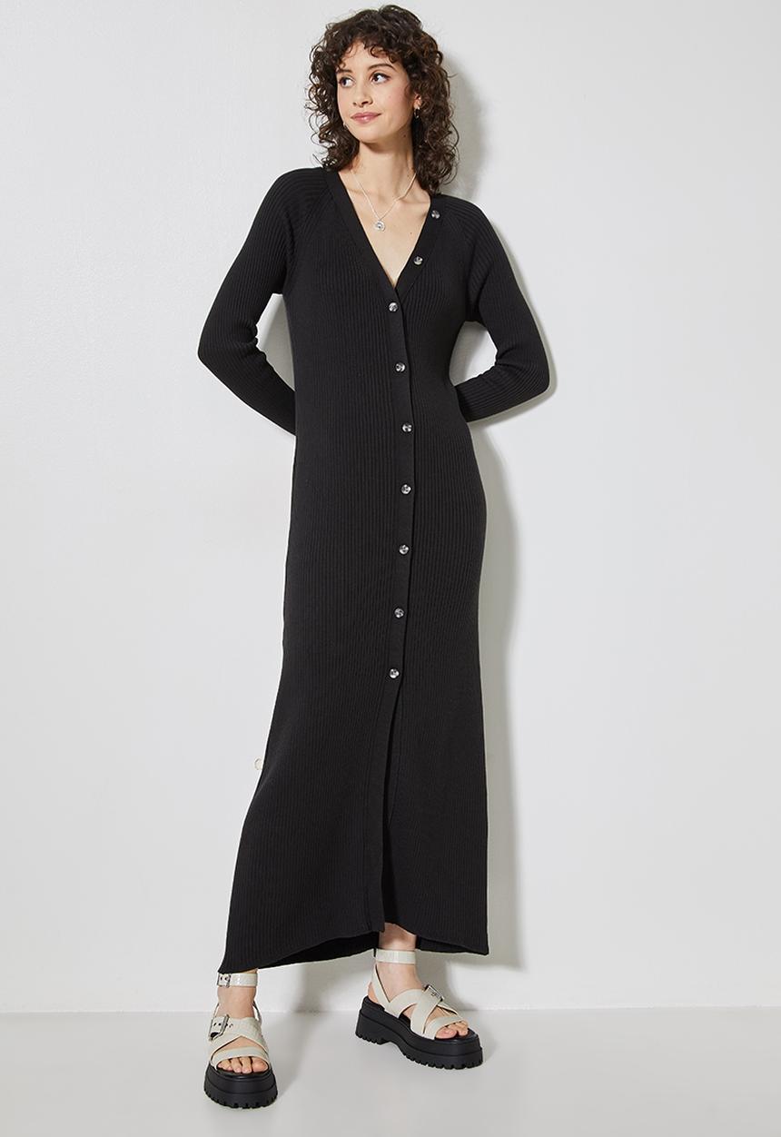 Superbalist - Organic cotton maxi cardi dress - black