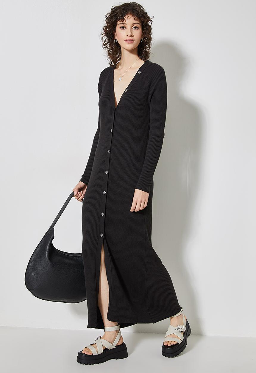 Superbalist - Organic cotton maxi cardi dress - black