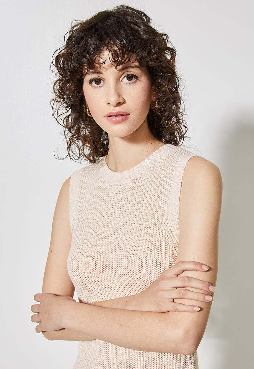 Superbalist - Ribbed organic knitwear tank dress - cream