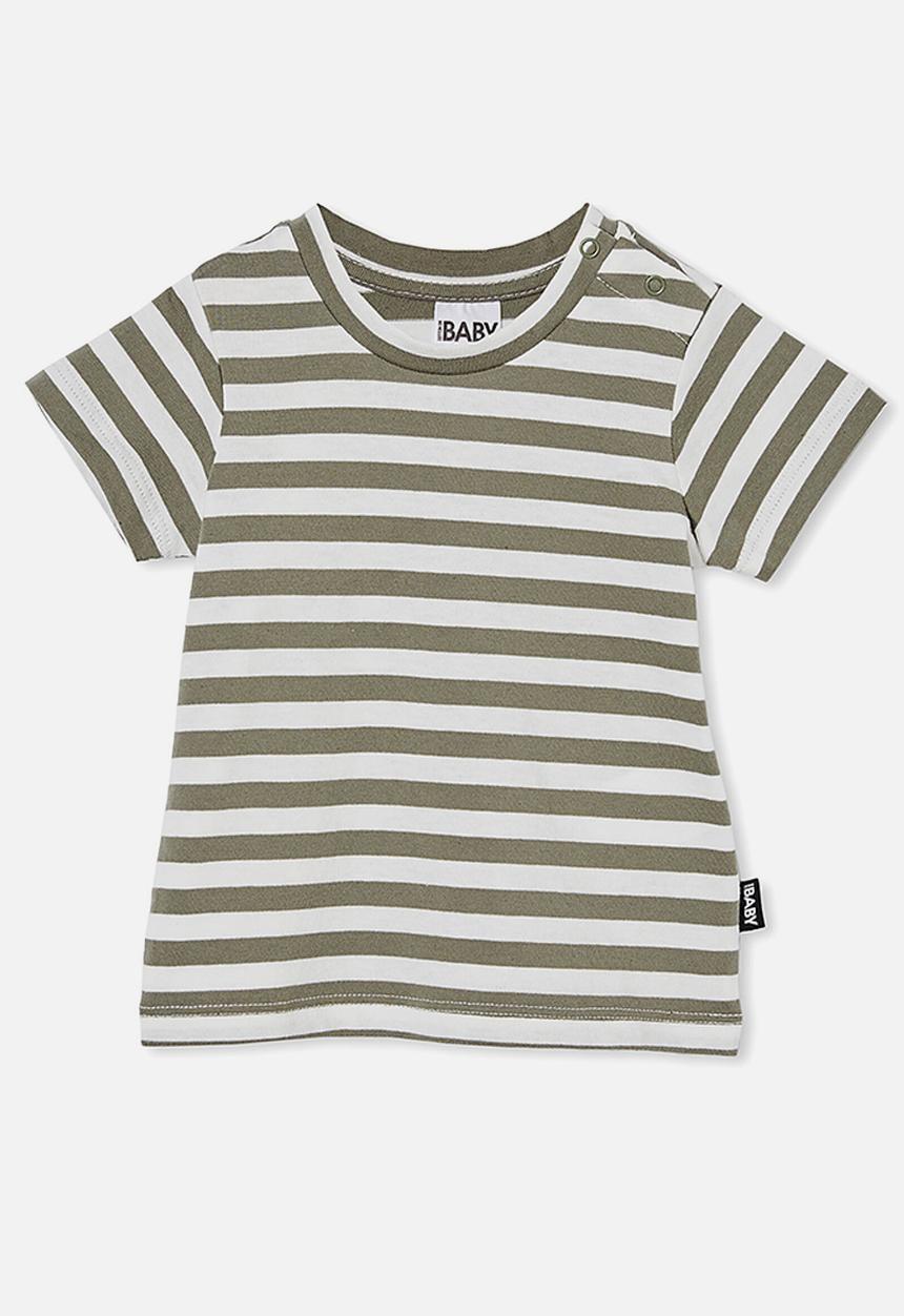 Cotton On - Jamie short sleeve tee - stripe silver sage/vanilla