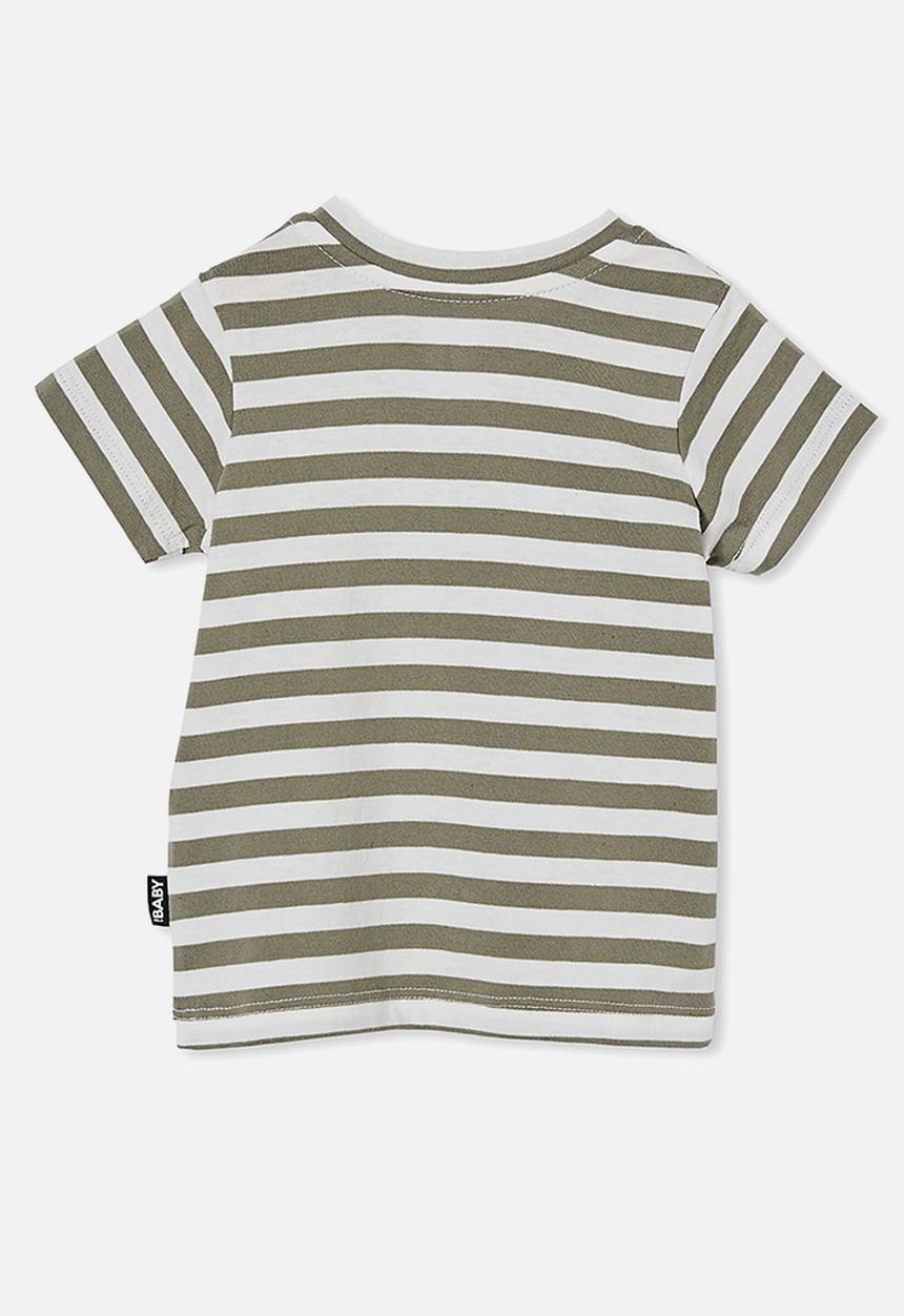 Cotton On - Jamie short sleeve tee - stripe silver sage/vanilla