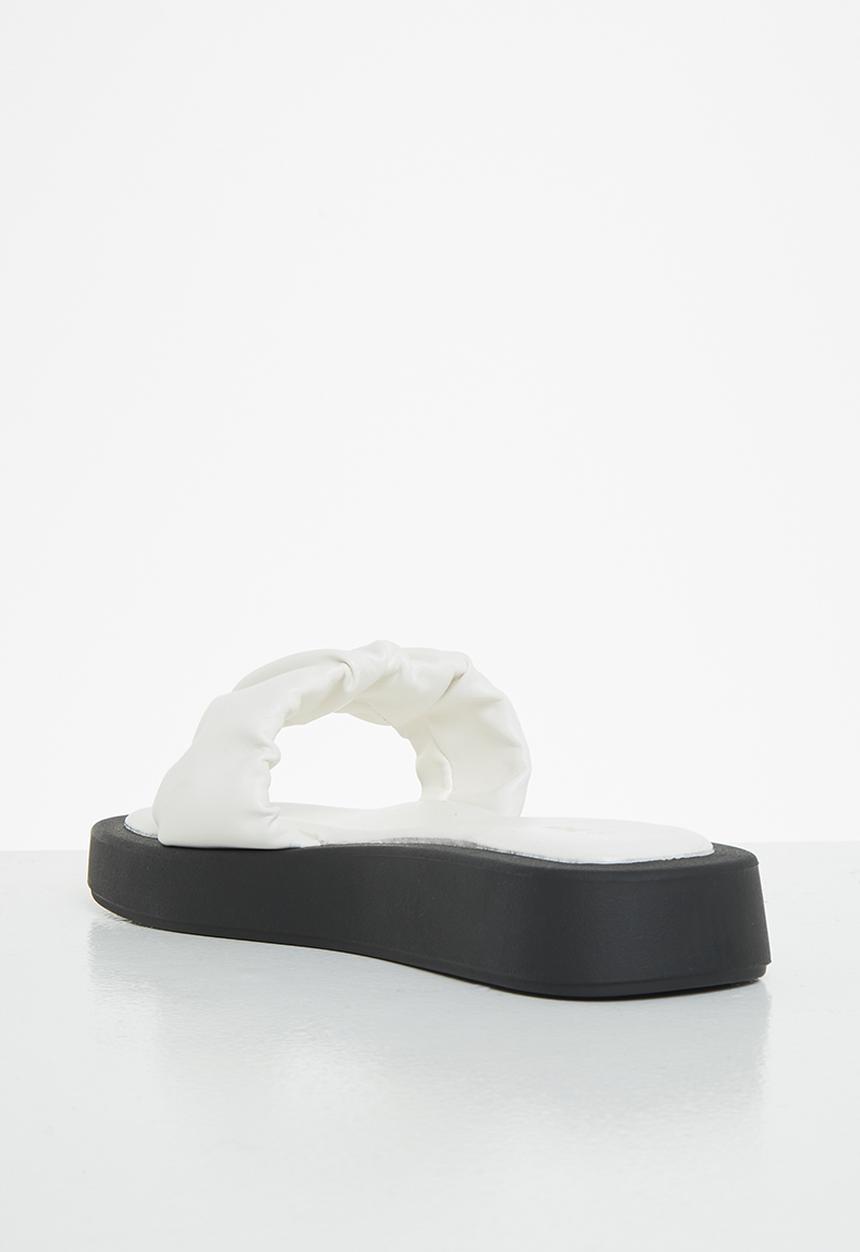 Plum - Taskia ruched flatform slide - white