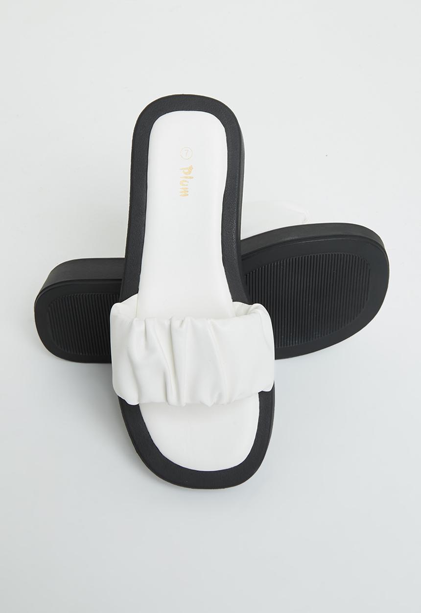 Plum - Taskia ruched flatform slide - white
