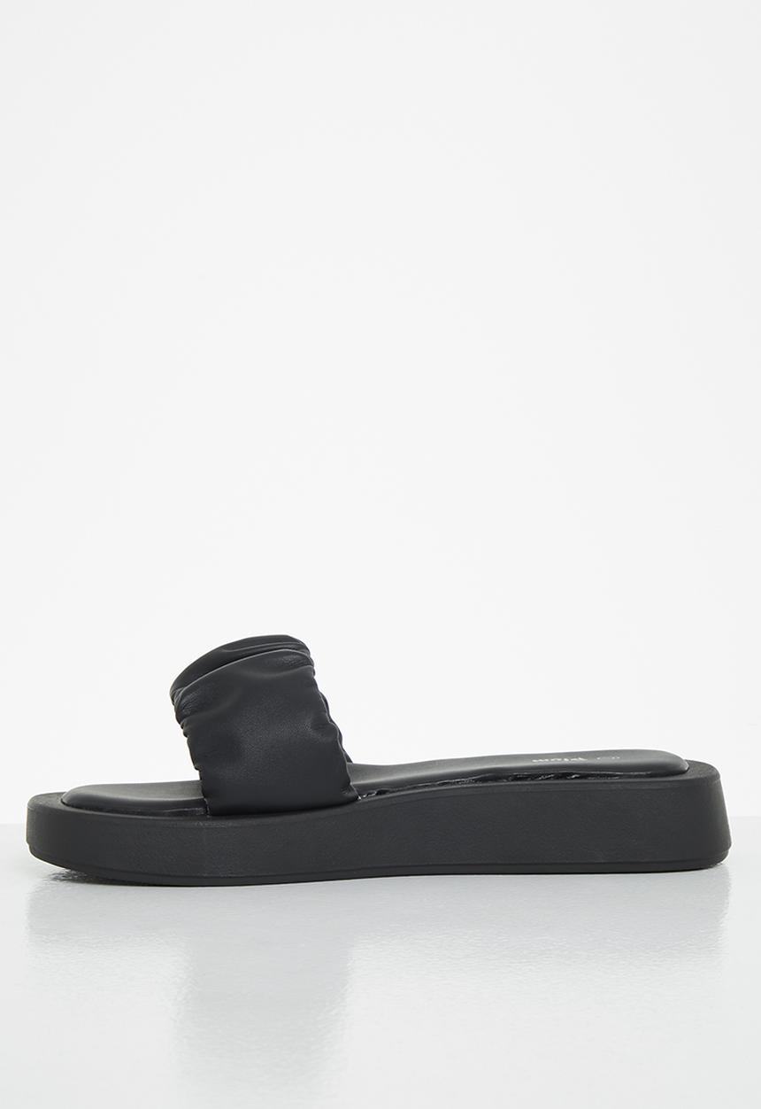 Plum - Taskia ruched flatform slide - black