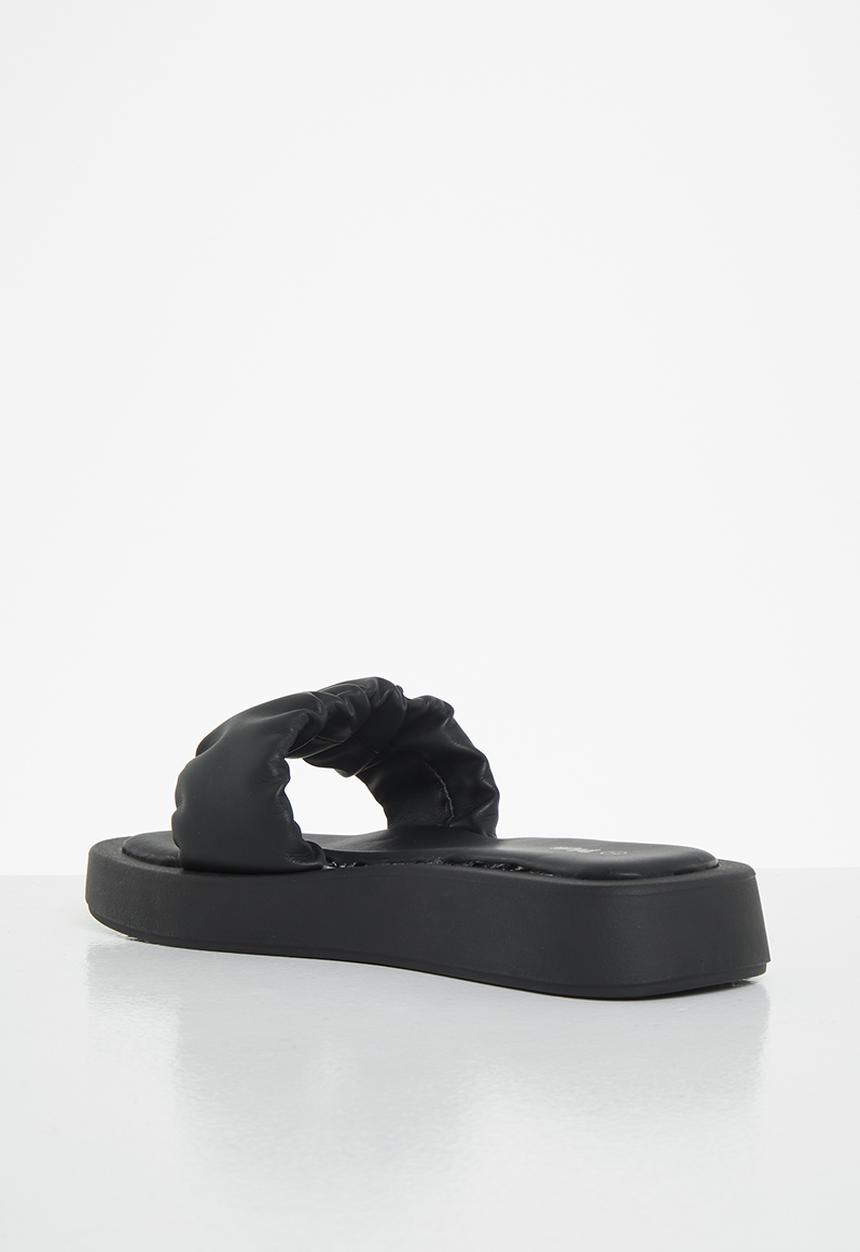 Plum - Taskia ruched flatform slide - black