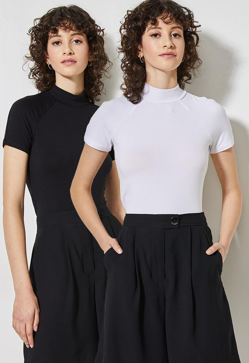 Superbalist - 2-pack funnel neck tee - black & white