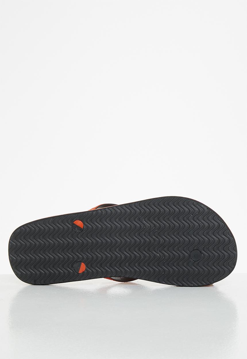 Aca Joe - Mens aca joe printed slip slops - orange & black