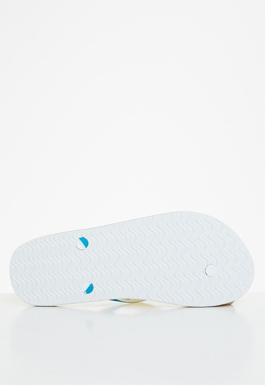 Aca Joe - Mens aca joe printed slip slops - yellow & blue