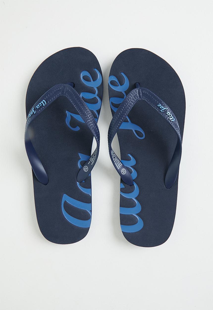 Aca Joe - Mens aca joe printed slip slops - navy
