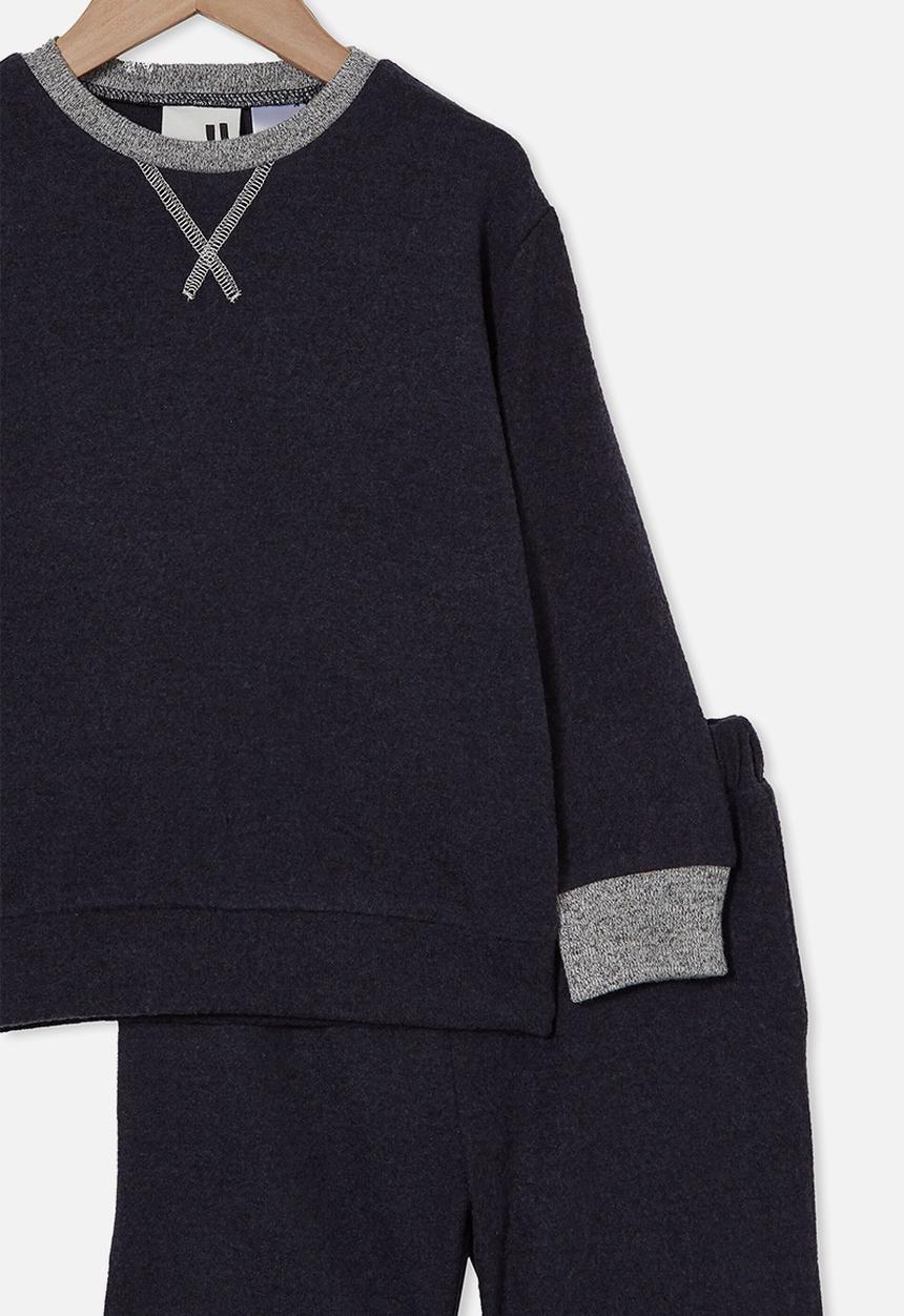 Cotton On - Liam long sleeve shortie pyjama set - navy