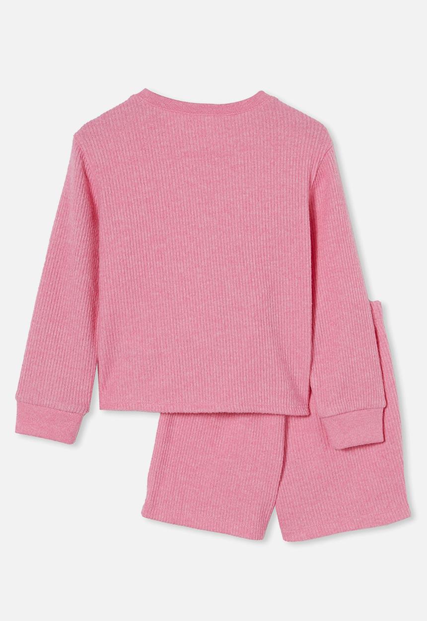 Cotton On - Abbie knotted front long sleeve pyjama set - pink