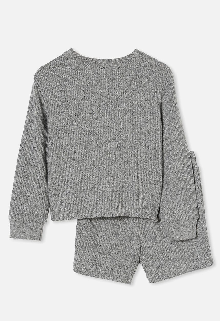 Cotton On - Abbie knotted front long sleeve pyjama set / loungewear - grey
