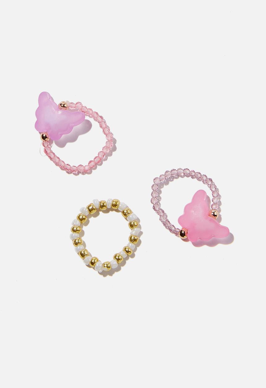 Cotton On - 3 Pack ring set - purple & pink