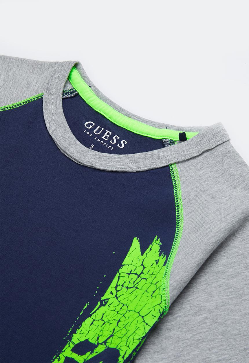 GUESS - Younger boys short sleeve raglan T-shirt - grey & navy
