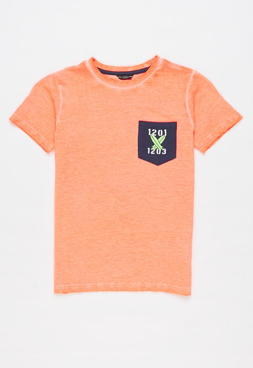 GUESS - Short sleeve fluoro pocket T-shirt - orange