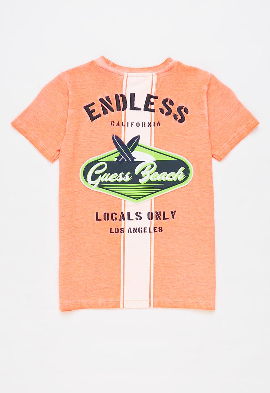 GUESS - Short sleeve fluoro pocket T-shirt - orange