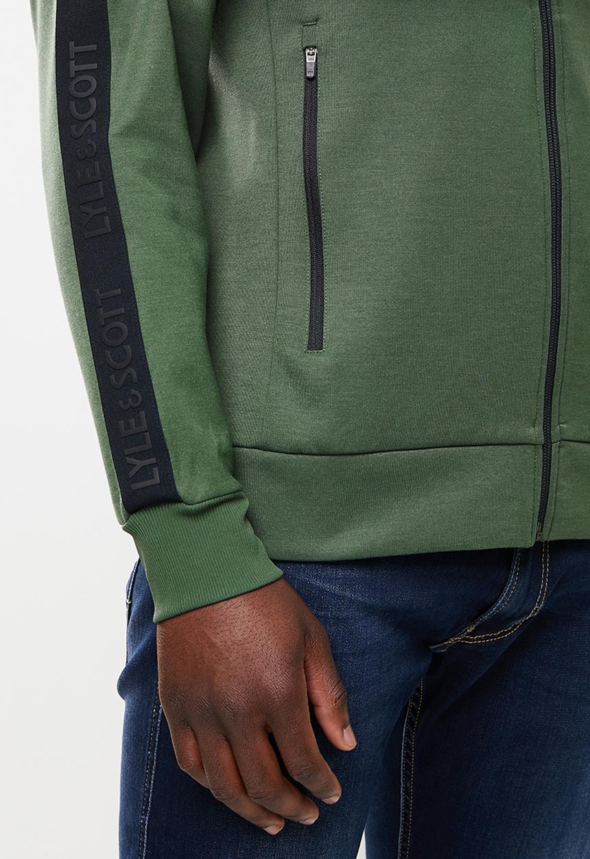 Lyle & Scott - Sleeve tape full zip midlayer - green