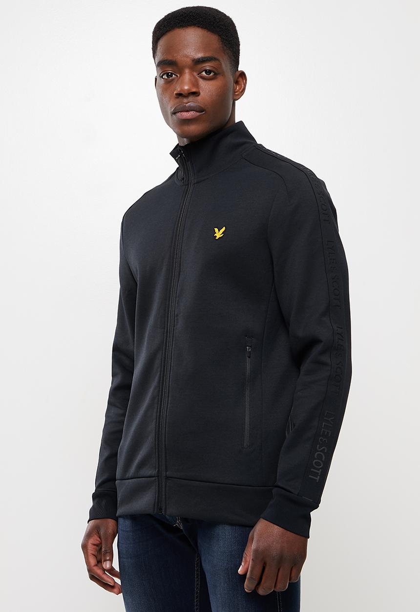 Lyle & Scott - Sleeve tape full zip midlayer - black
