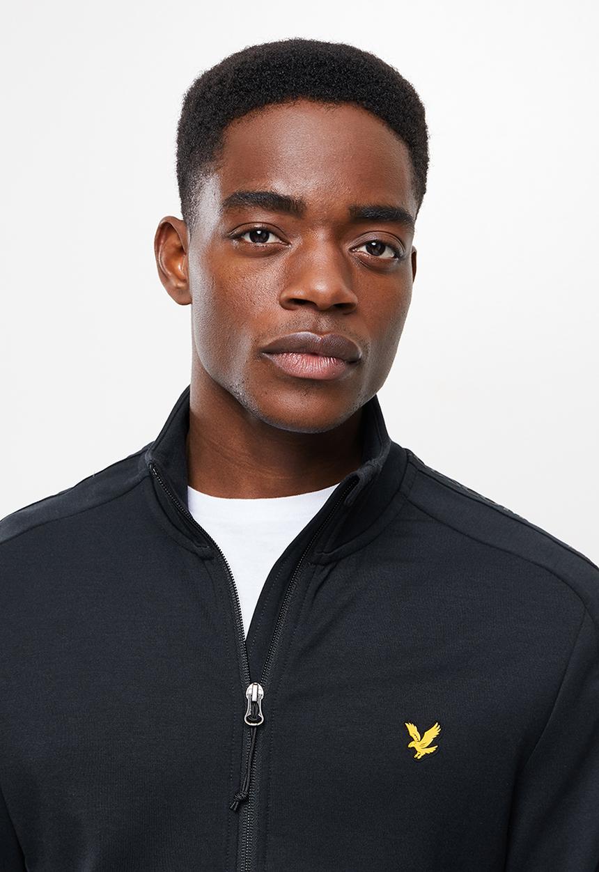 Lyle & Scott - Sleeve tape full zip midlayer - black