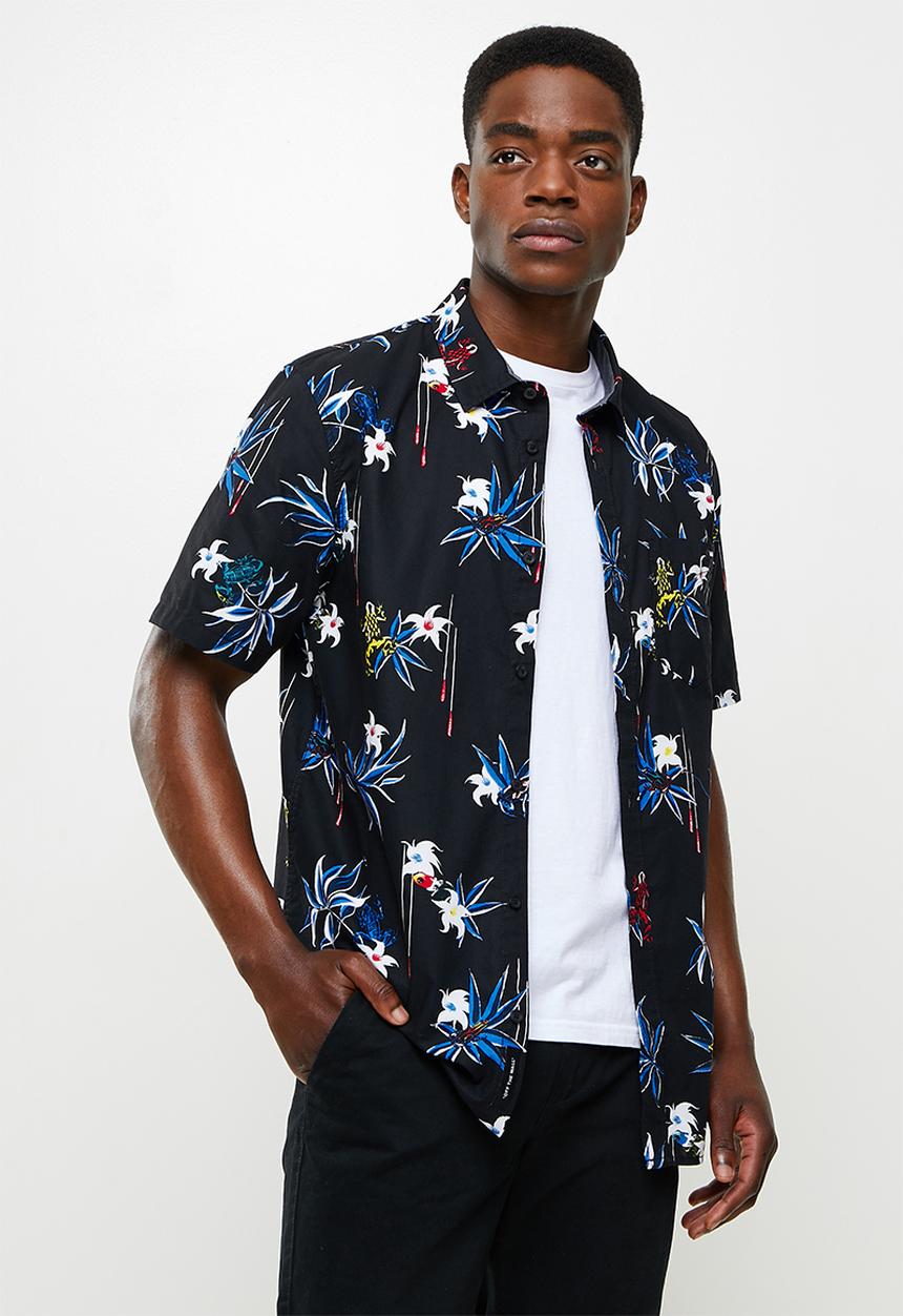 Vans - Dart floral woven short sleeve shirt - black