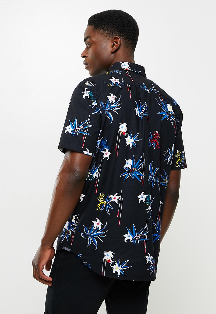 Vans - Dart floral woven short sleeve shirt - black