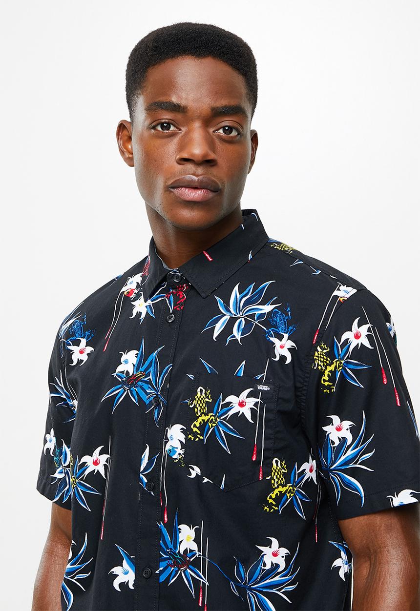 Vans - Dart floral woven short sleeve shirt - black