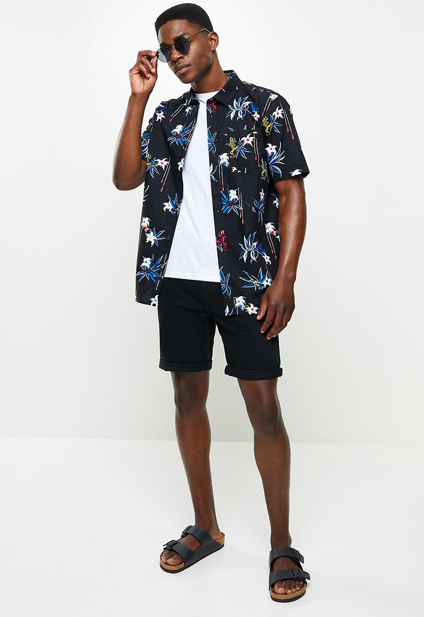 Vans - Dart floral woven short sleeve shirt - black