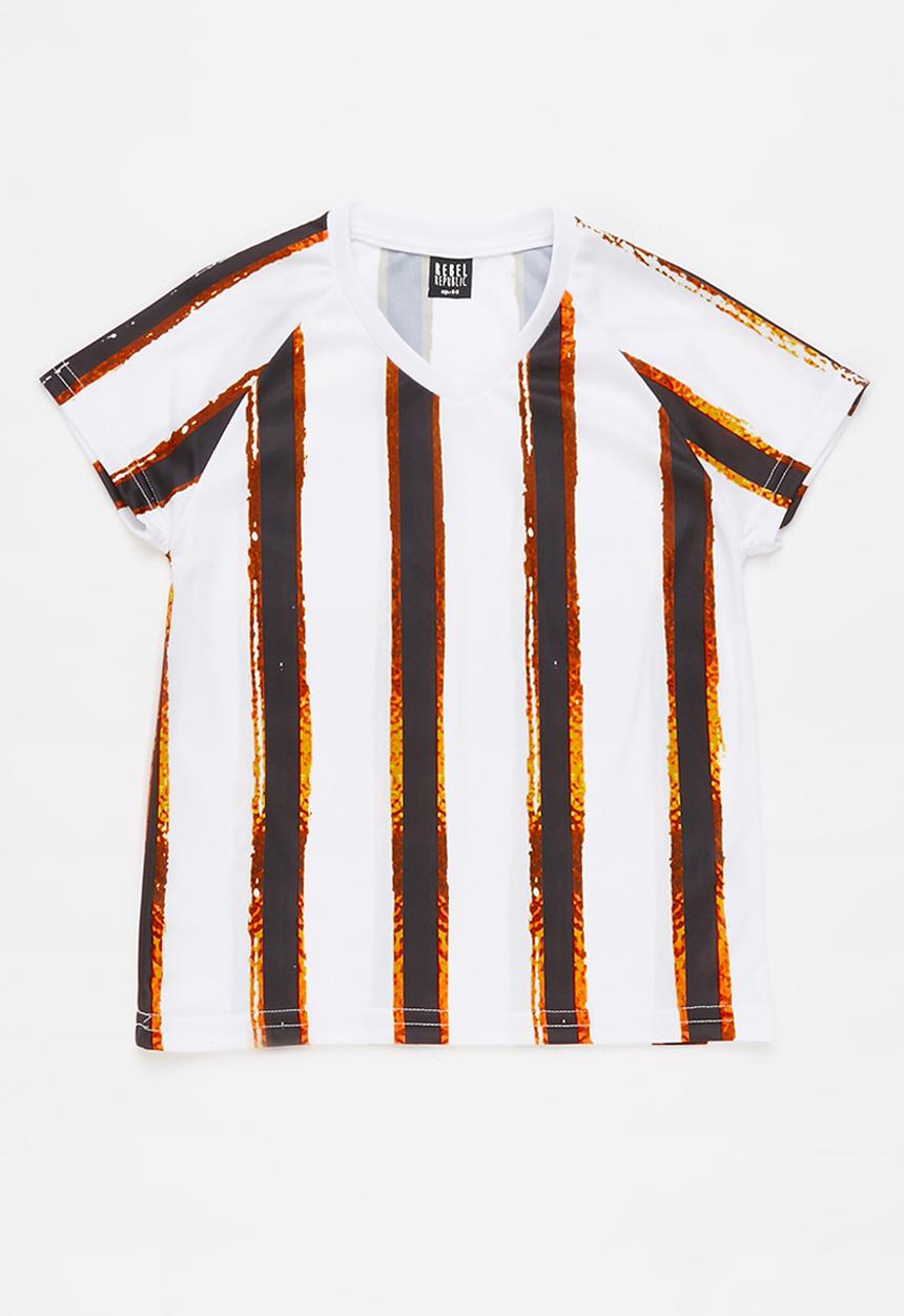Rebel Republic - Stripe sports tee - white