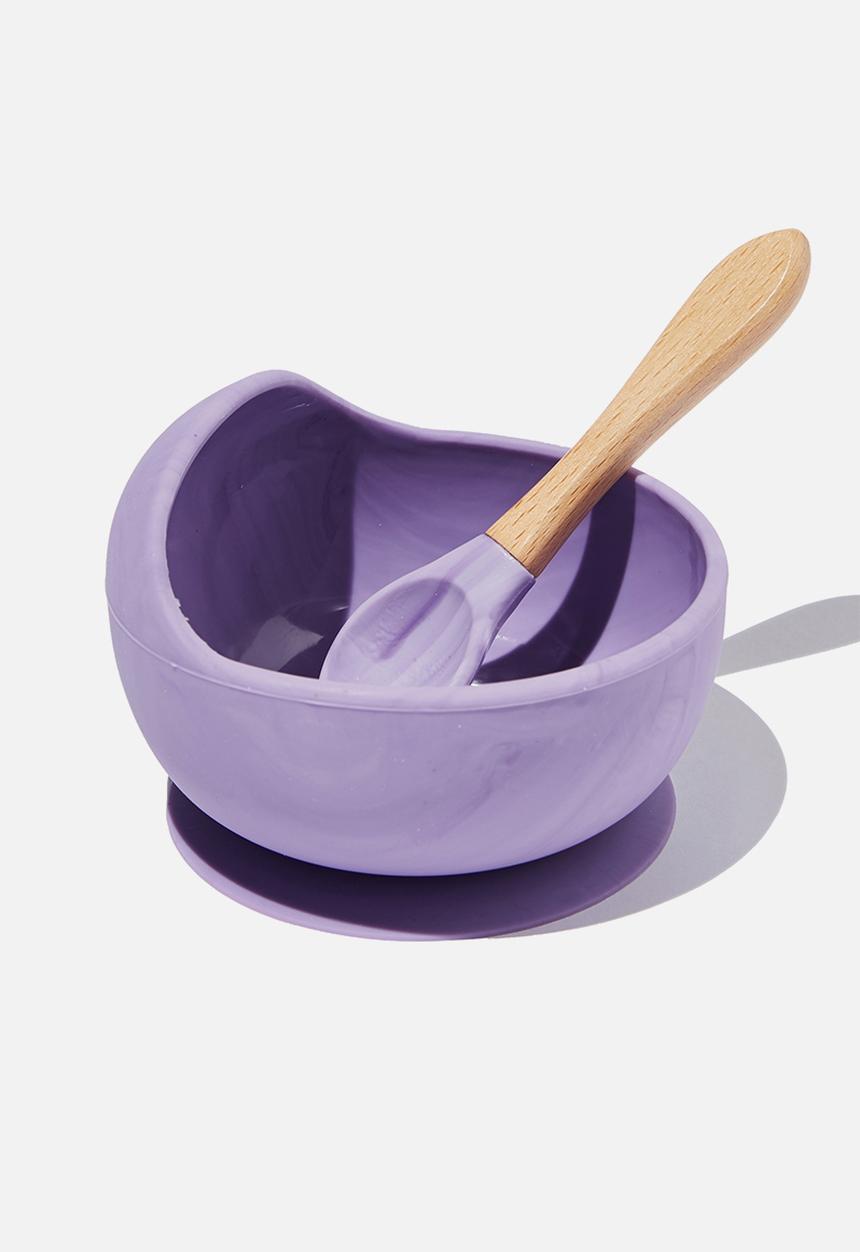 Cotton On - Silicone bowl and spoon - lavender