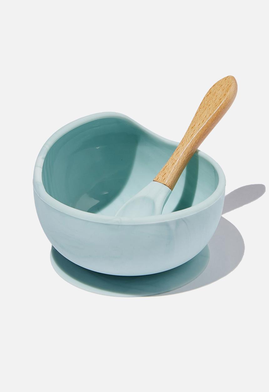 Cotton On - Silicone bowl and spoon - rusty aqua