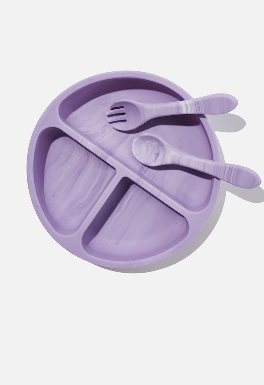 Cotton On - Silicone plate & cutlery set - lavender