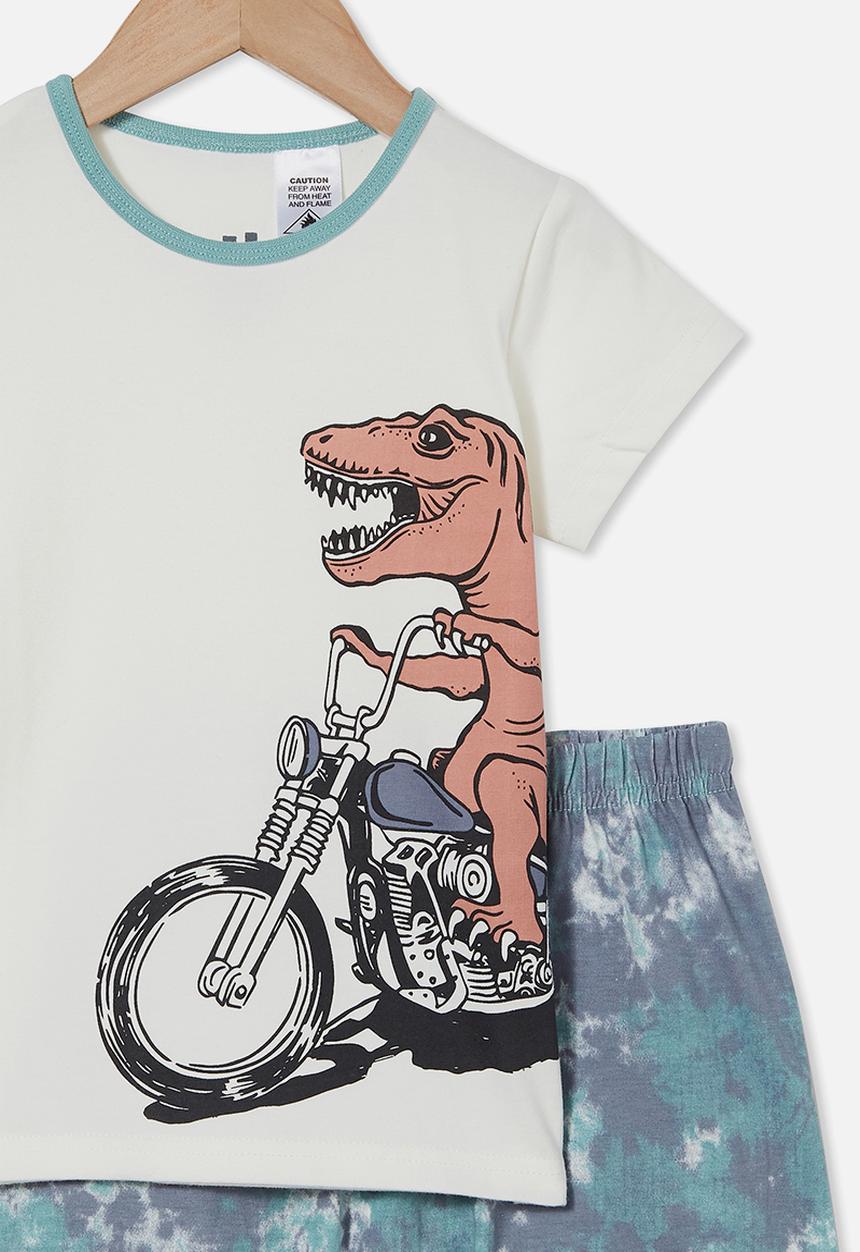 Cotton On - Hudson short sleeve pyjama set - neutral & blue 