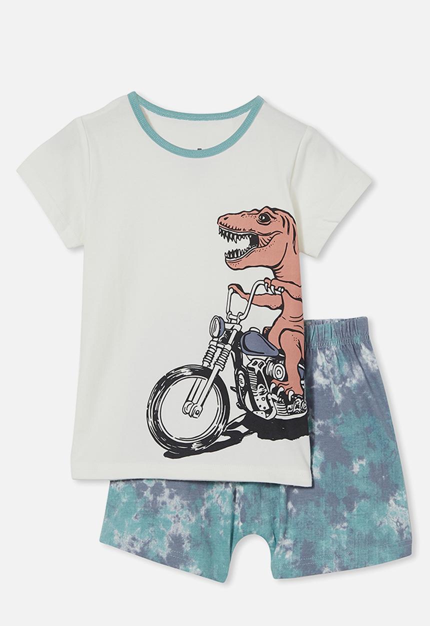 Cotton On - Hudson short sleeve pyjama set - neutral & blue 