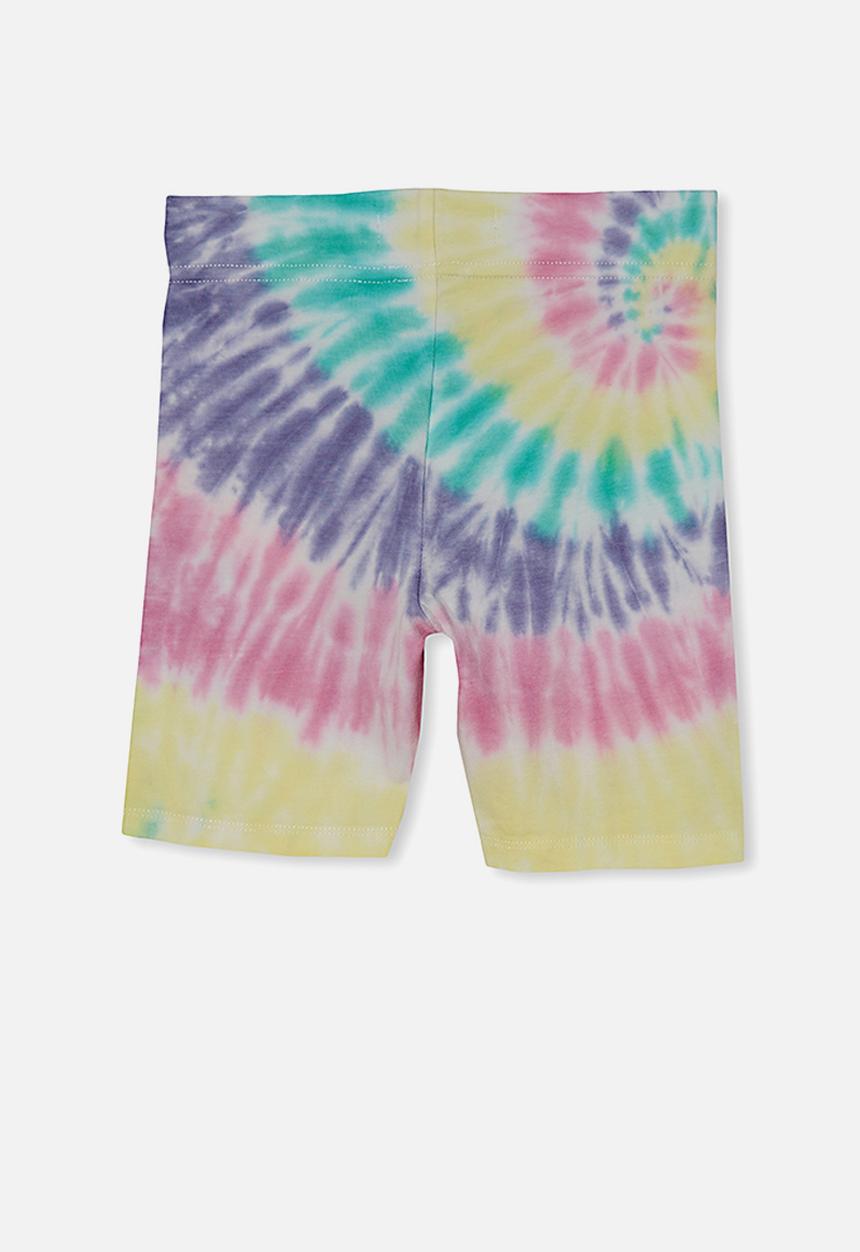 Cotton On - Hailey bike short - pastel spiral rainbow tie dye