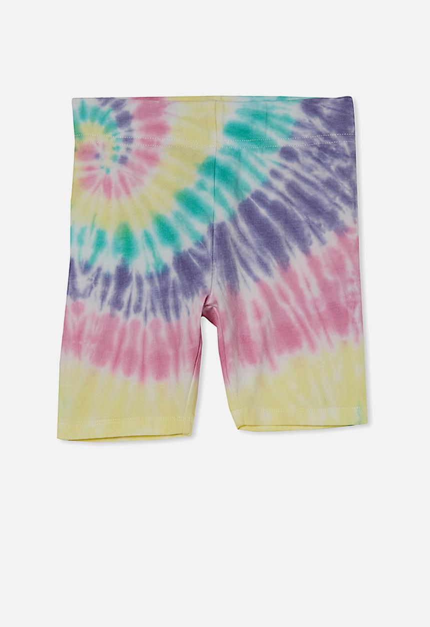 Cotton On - Hailey bike short - pastel spiral rainbow tie dye